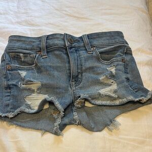 American Eagle Outfitters Blue Distressed Jean Shorts